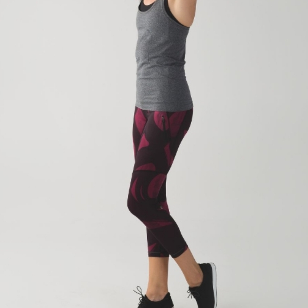 Lululemon All Sport Crop Purple/Black Leggings, Sz. 6.